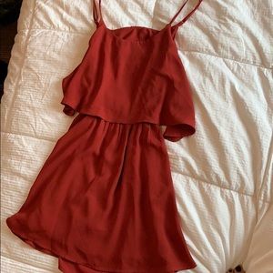 open back rust-red dress